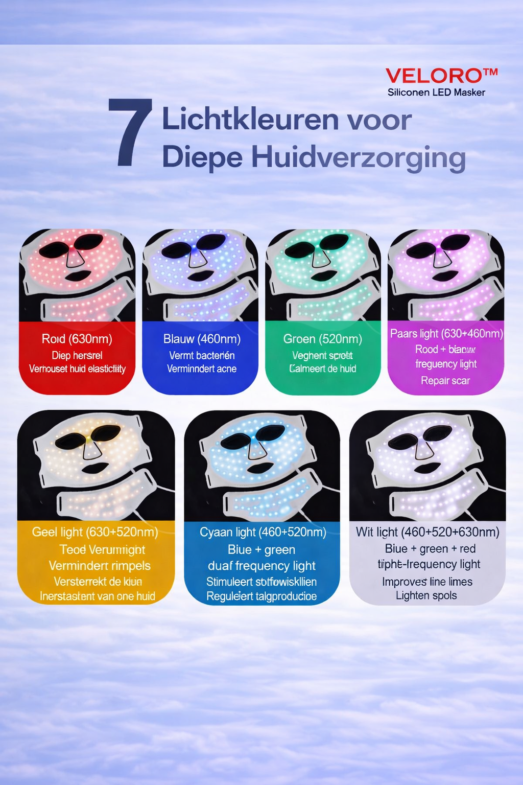 Veloro™ LED LumiMask 💎Verminder Rimpels, Acne & Huidproblemen met LED Lichttherapie 💎