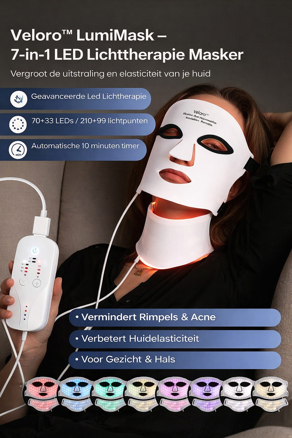 Veloro™ LED LumiMask    💎Verminder Rimpels, Acne & Huidproblemen met LED Lichttherapie 💎