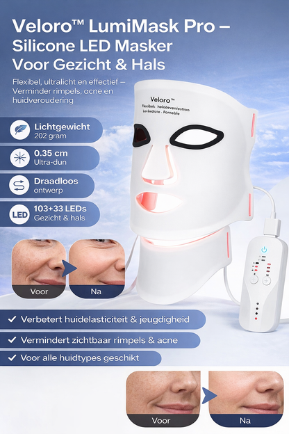 Veloro™ LED LumiMask    💎Verminder Rimpels, Acne & Huidproblemen met LED Lichttherapie 💎