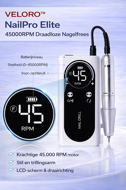 Veloro™ NailPro Elite – 45000RPM Professionele High-Speed Nagelfrees