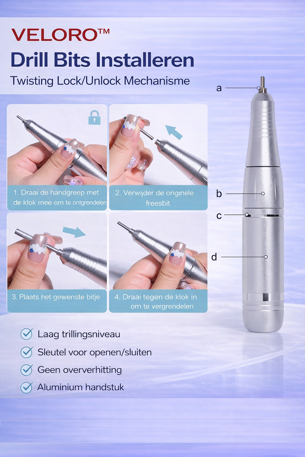 Veloro™ NailPro Elite – 45000RPM Professionele High-Speed Nagelfrees