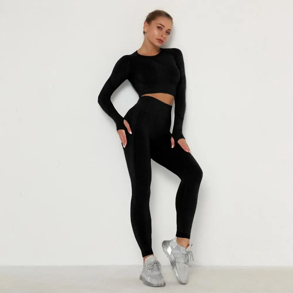 Veloro™ SculptFit Seamless Set – High Waist Push-Up Yoga & Fitness Broek voor Dames